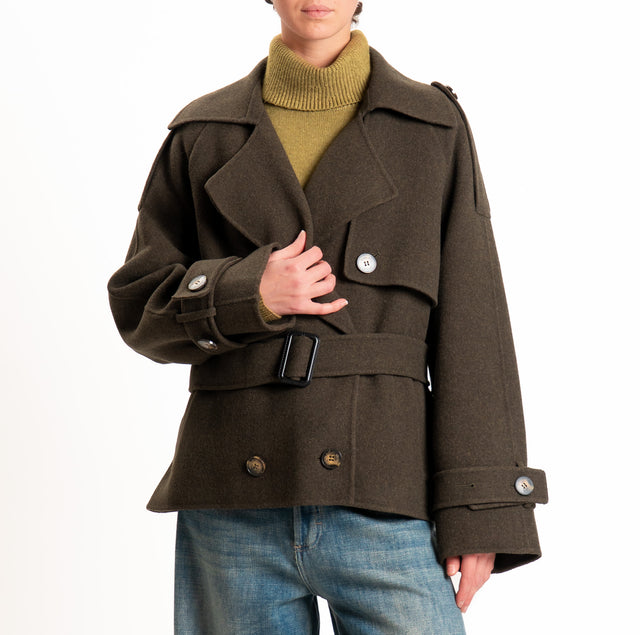 Vicolo-Cappotto HAND MADE 100%LANA doppiopetto con - militare