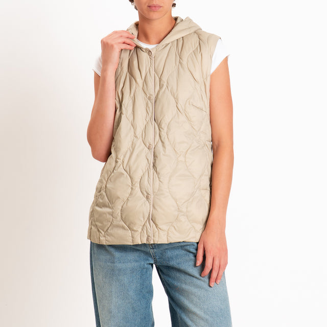 Vicolo-Gilet trapuntato con cappuccio 100 grammi - mastice