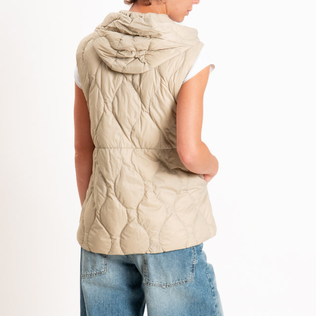 Vicolo-Gilet trapuntato con cappuccio 100 grammi - mastice