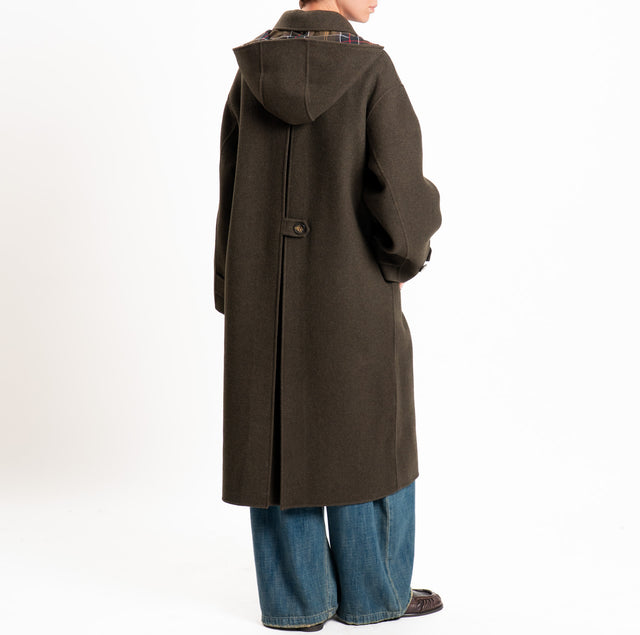 Vicolo-Cappotto HAND MADE 100%LANA con cappuccio - militare
