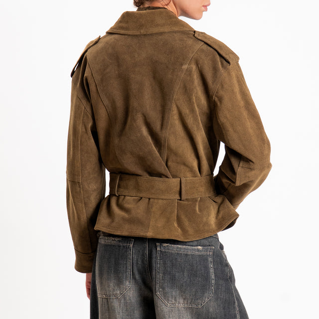 Vicolo-Giacca camoscio con cintura - taupe