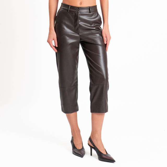 Vicolo-Pantalone similpelle spacchi laterali - moro