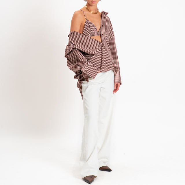 Vicolo-Camicia check + bralette - beige/bordeaux