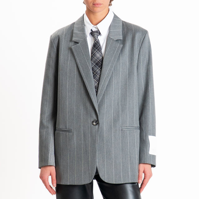 Vicolo-Giacca gessata oversize spacco dietro - antracite