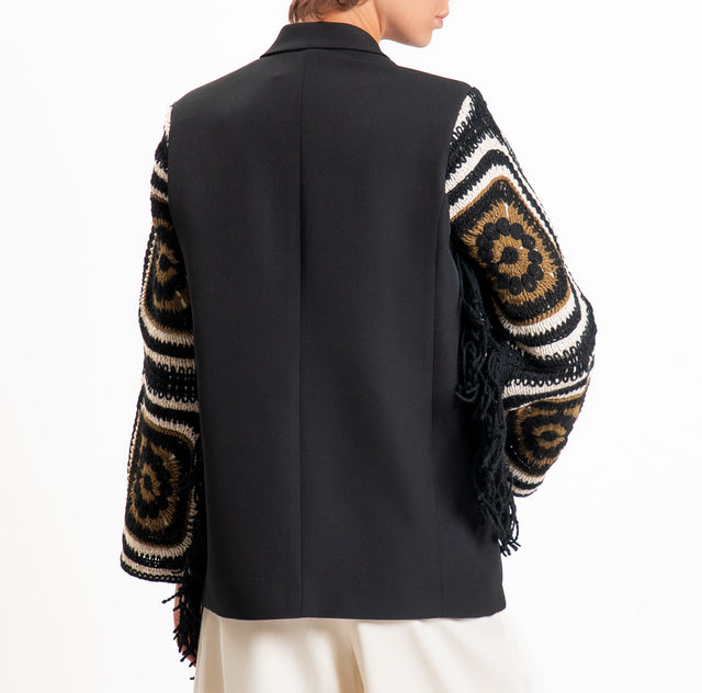 Vicolo-Giacca doppiopetto maniche crochet - nero