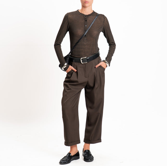 Vicolo-Pantalone pinces con risvolto - moro