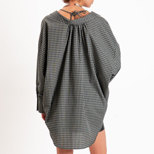 Vicolo-Camicia check+bralette - nero