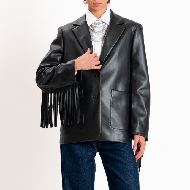 Vicolo-Giacca similpelle con frange - nero
