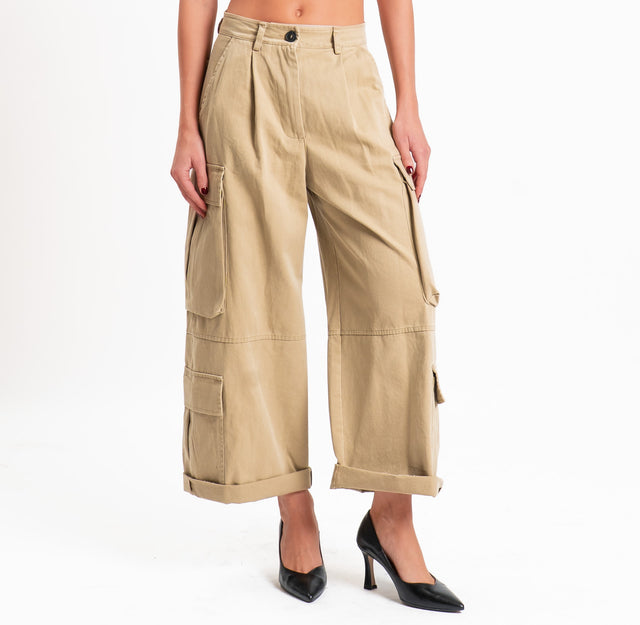 Vicolo-Pantalone cargo con pinces - beige