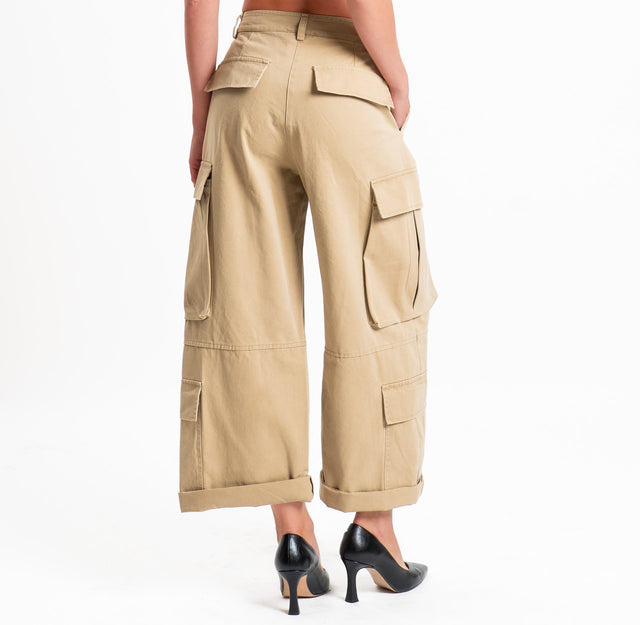 Vicolo-Pantalone cargo con pinces - beige