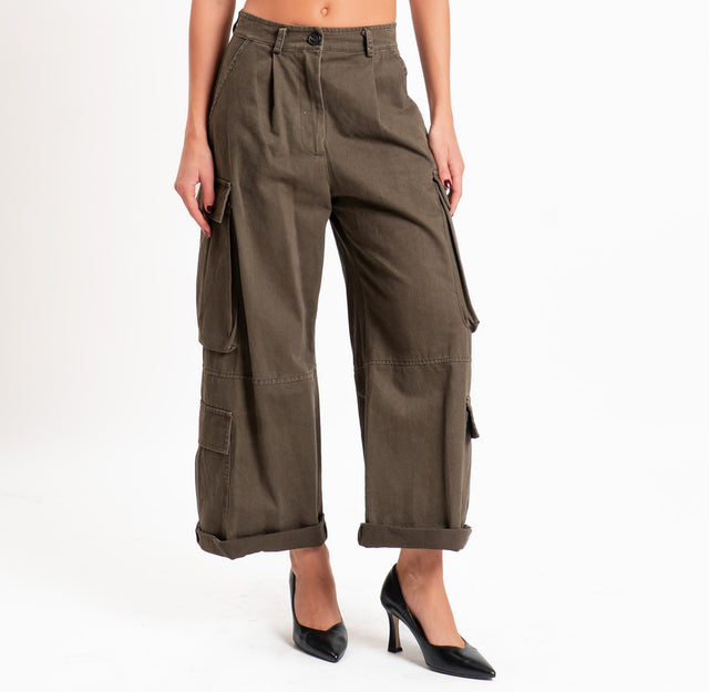 Vicolo-Pantalone cargo con pinces - moro