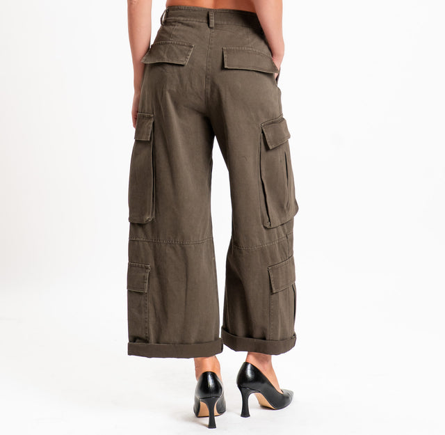 Vicolo-Pantalone cargo con pinces - moro
