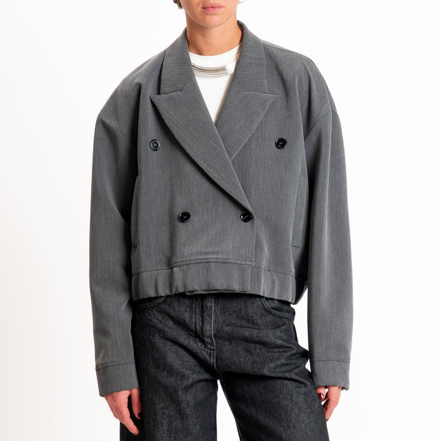 Vicolo-Giacca bomber doppio crêpe - grigio melange