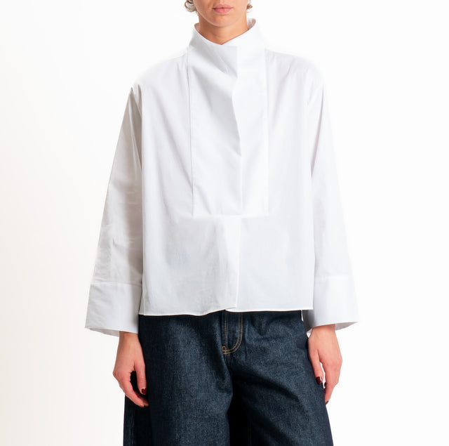 Vicolo-Camicia collo montato manica ampia - bianco
