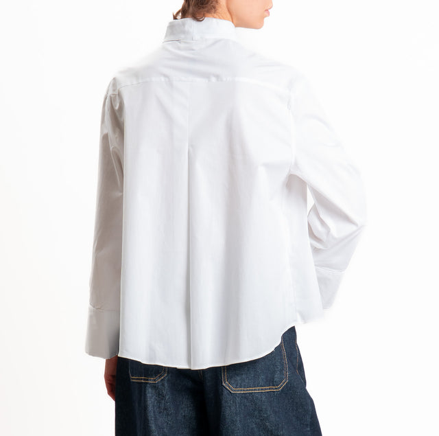Vicolo-Camicia collo montato manica ampia - bianco