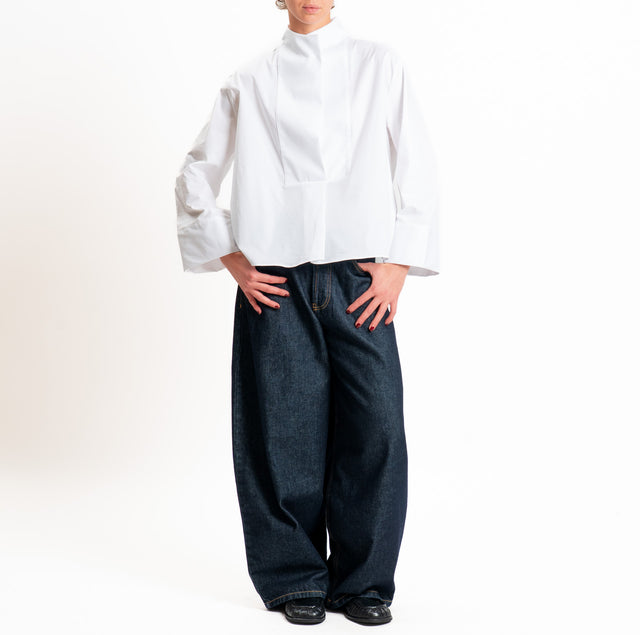Vicolo-Camicia collo montato manica ampia - bianco