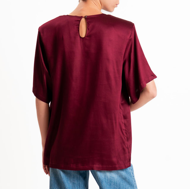 Vicolo-Blusa satin con spalline - Bordeaux