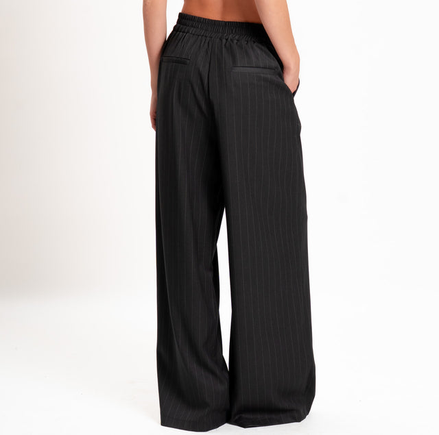 Vicolo-Complete pinstripe blouse+trousers - lead grey
