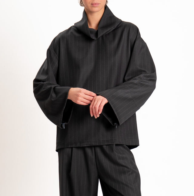 Vicolo-Complete pinstripe blouse+trousers - lead grey