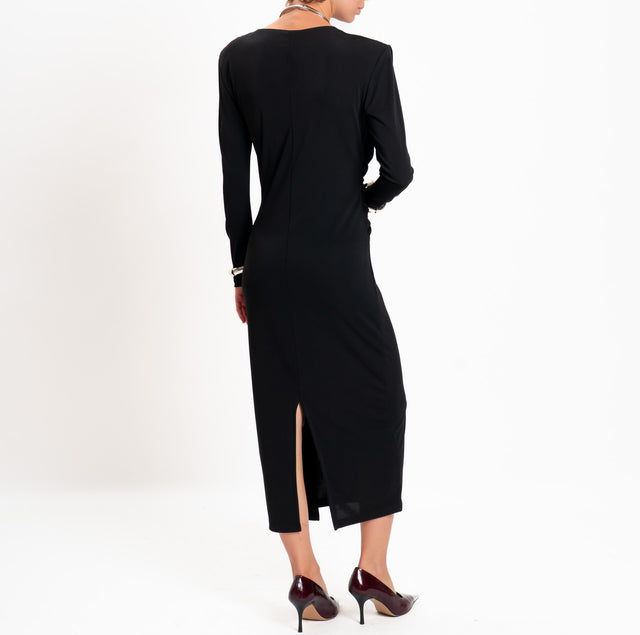 Vicolo-Abito jersey strutturato con spalline - nero