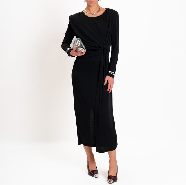 Vicolo-Abito jersey strutturato con spalline - nero