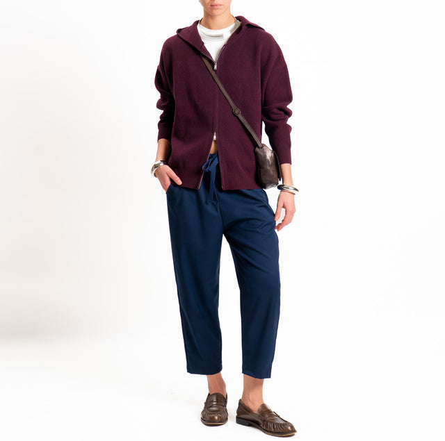 Vicolo-Pantalone elastico in vita con coulisse - blu