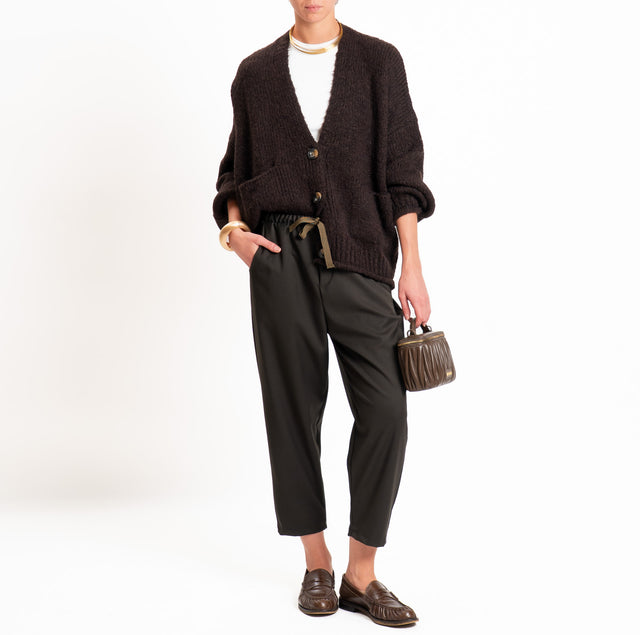 Vicolo-Pantalone elastico in vita con coulisse - militare
