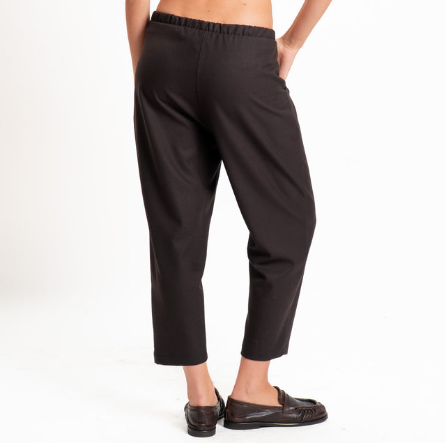 Vicolo-Pantalone elastico in vita con coulisse - moro