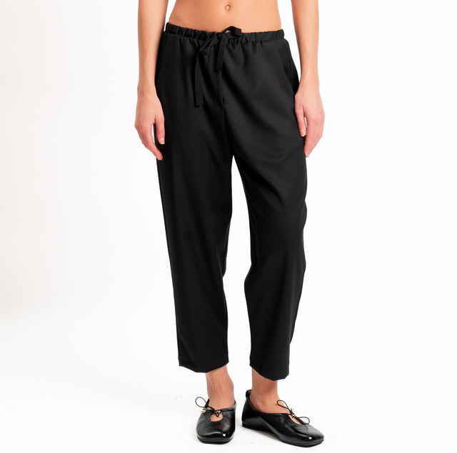 Vicolo-Pantalone elastico in vita con coulisse - nero