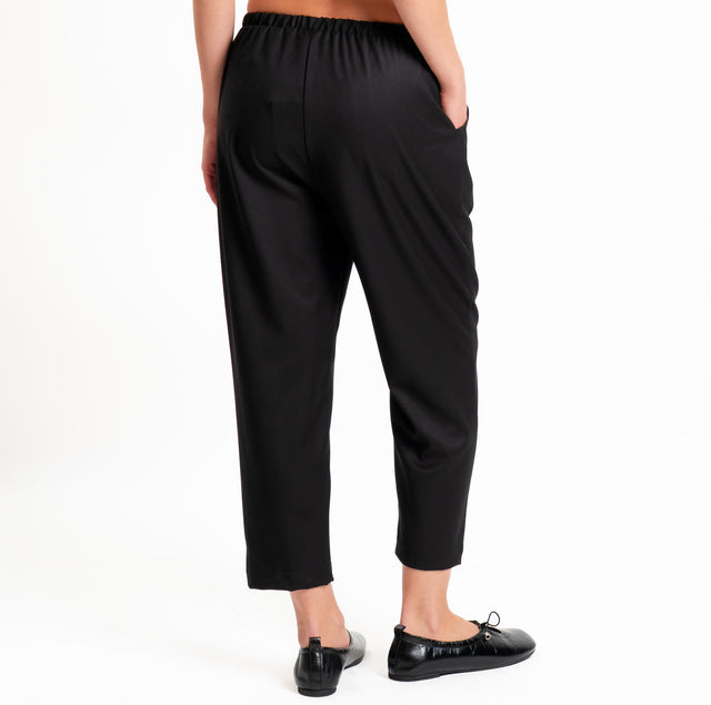 Vicolo-Pantalone elastico in vita con coulisse - nero