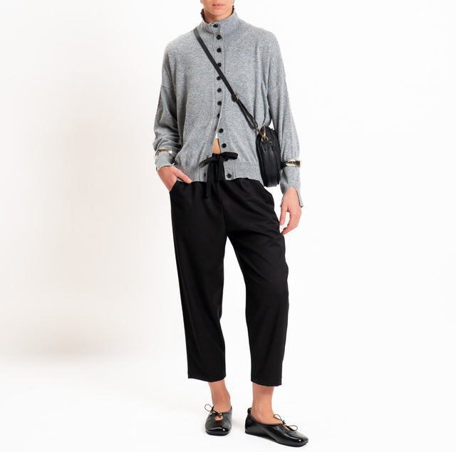 Vicolo-Pantalone elastico in vita con coulisse - nero