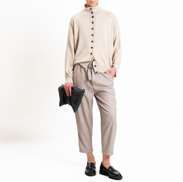 Vicolo-Pantalone elastico in vita con coulisse - taupe