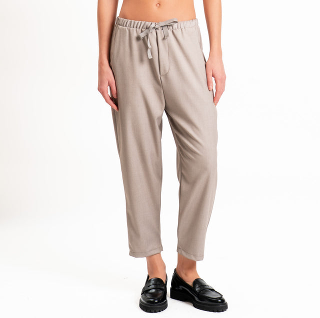 Vicolo-Pantalone elastico in vita con coulisse - taupe