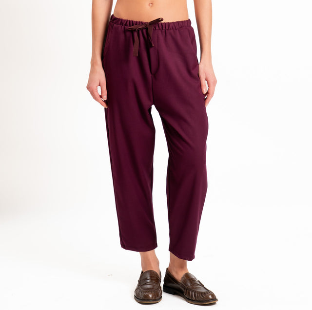 Vicolo-Pantalone elastico in vita con coulisse - Bordeaux