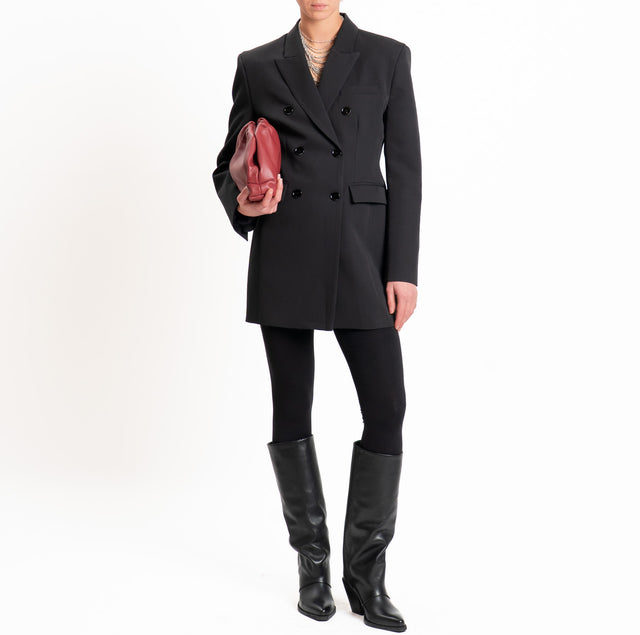 Vicolo-Double-breasted suit jacket robe manteau - black