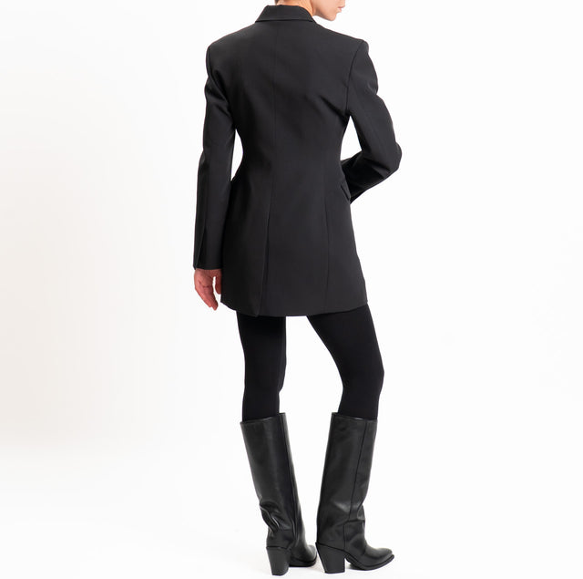 Vicolo-Double-breasted suit jacket robe manteau - black