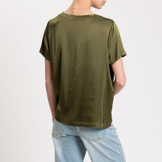 Vicolo-Blusa in satin mezza manica - militare