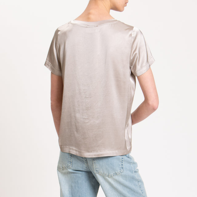 Vicolo-Blusa in satin mezza manica - sand