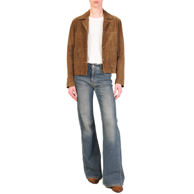 Chaqueta de ante de piel auténtica Vicolo - gris paloma