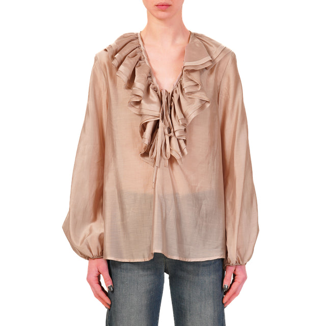 Vicolo-Blusa in mussola con rouches - onion