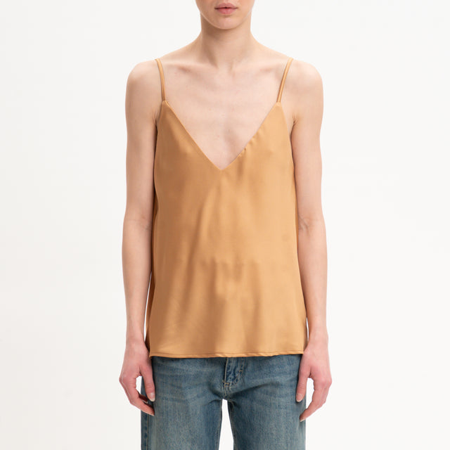 Vicolo-Top doppio scollo v bretelle regolabili - caramel