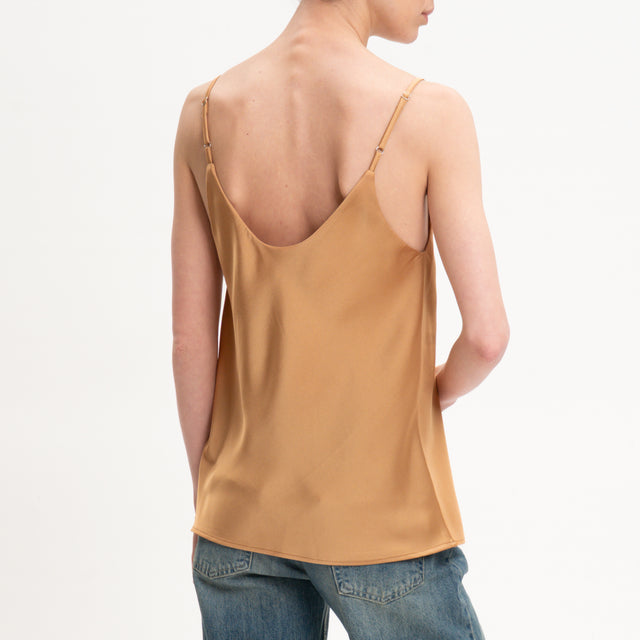 Vicolo-Top doppio scollo v bretelle regolabili - caramel