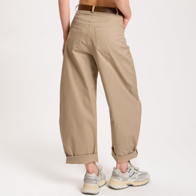 Vicolo-Pantalone barrel in cotone - beige