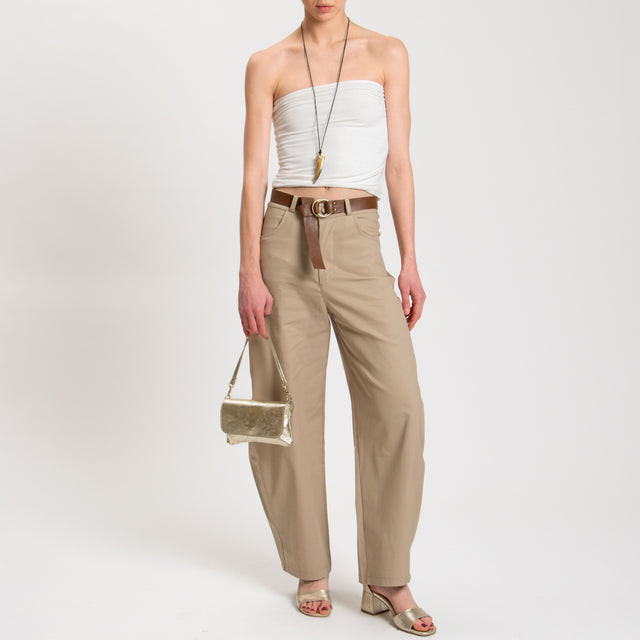 Vicolo-Pantalone barrel in cotone - beige