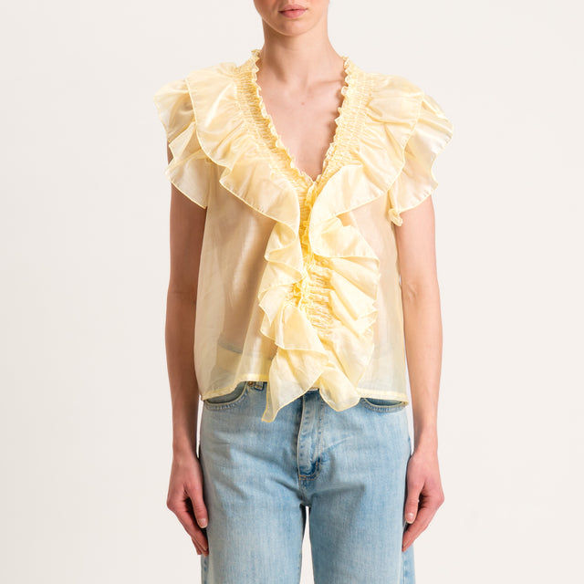 Vicolo-Blusa mussola con rouches - mimosa