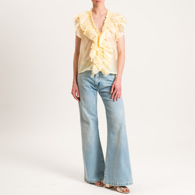 Vicolo-Blusa mussola con rouches - mimosa