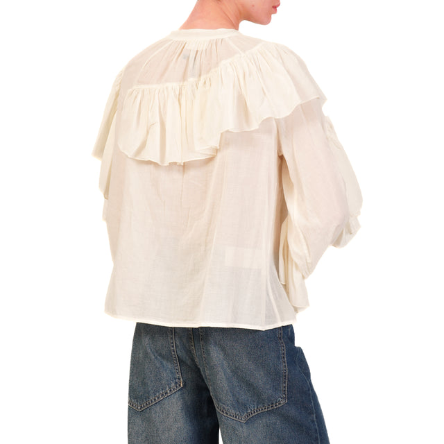 Vicolo-Blusa mussola con rouches - burro