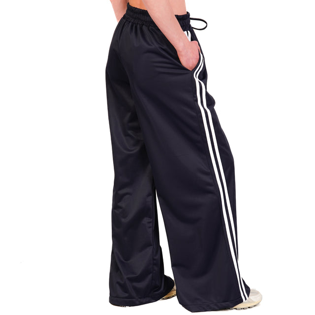 Vicolo-Pantalone banda laterale elastico in vita - blu