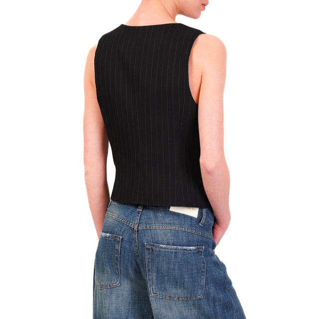Vicolo-Gilet gessato 3 bottoni - blu