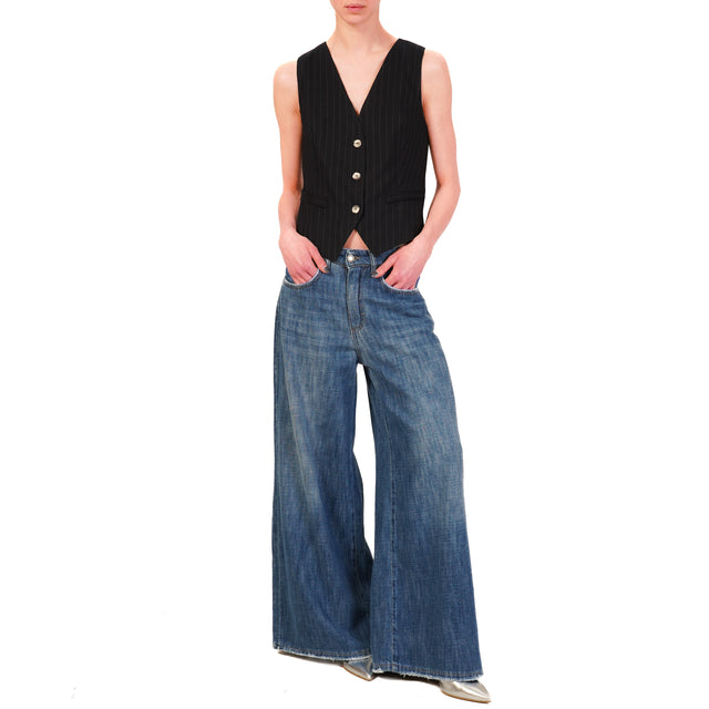 Vicolo-Gilet gessato 3 bottoni - blu